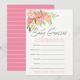 Invitation Jeux de prédictions pour bébé Shower de fleurs de
