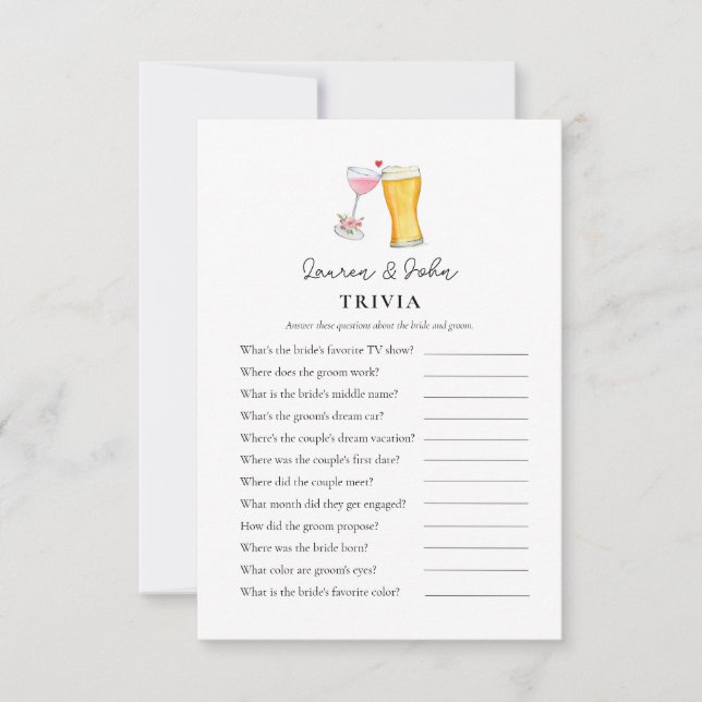 Invitation Jeux de quiz de douche de couple Bubbles and Brew (Devant)