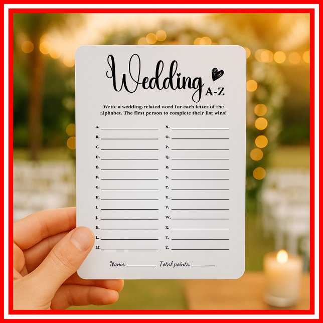 Invitation Jeux de Salle de Mariage A-Z Drôle de Jeu d'Alphab (Créateur téléchargé)