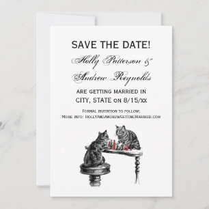 Invitation Jeux de société Deux chats jouant aux échecs Match