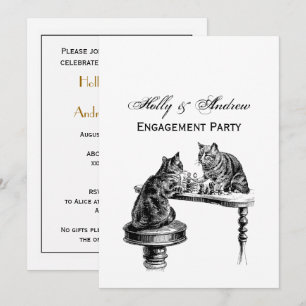 Invitation Jeux de société : Deux chats jouant une partie d'é
