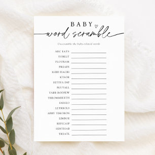 Invitation Jeux Minimaliste de mots pour bébé