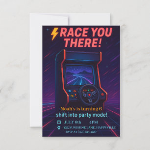 Invitation Jeux pour garçons - Retro Arcade Racing Anniversai