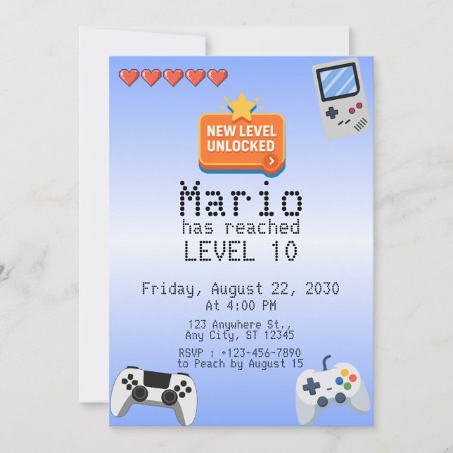 Invitation Jeux vidéo (Devant)