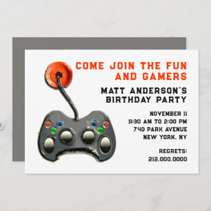 Invitation Jeux vidéo fête d'anniversaire