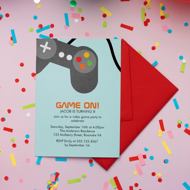Invitation Jeux vidéo fête d'anniversaire (Créateur téléchargé)