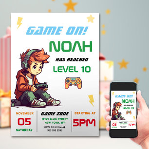 Invitation Jeux Vidéo Garçons Fête d'anniversaire