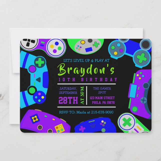 Invitation JEUX VIDÉO JEU Anniversaire de enfant (Devant)