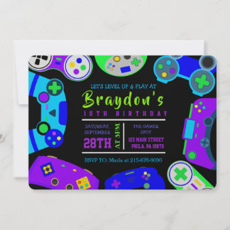 Invitation JEUX VIDÉO JEU Anniversaire de enfant