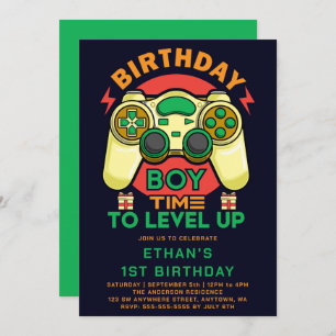 Invitation Jeux Vidéo Niveau Up Anniversaire
