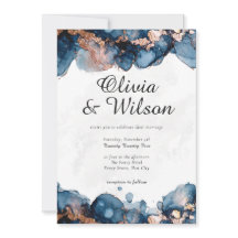 Jewel Tone Wedding Invitation, bleu marine et or R