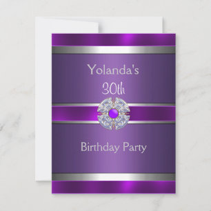 Invitation Jewelled Violet Garniture Argentée Fête d'annivers