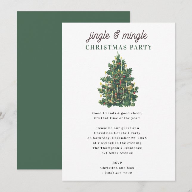 Invitation Jingle and Mingle Holiday Christmas Party (Devant / Derrière)