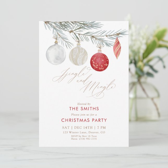 Invitation Jingle and Mingle Ornament Christmas Party (Debout devant)