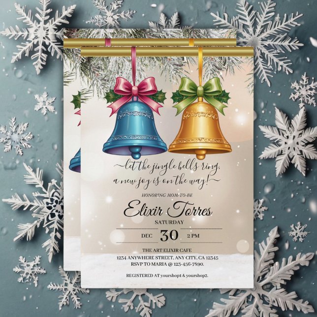 Invitation Jingle Bells moderne Baby shower ornement de Noël (Créateur téléchargé)