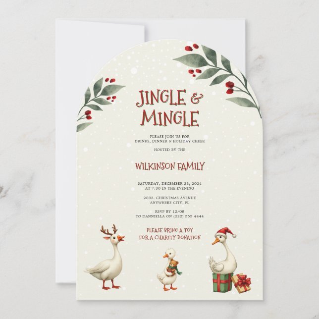 Invitation Jingle de Noël de l'oie d'hiver (Devant)