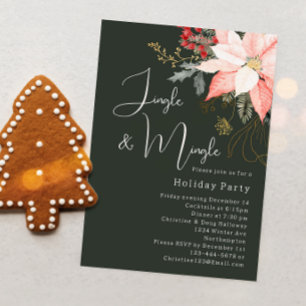 Invitation Jingle de Noël Floral d'hiver & Fête Mingle