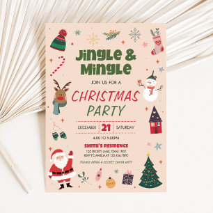 Invitation Jingle de vacances et Mingle adorable fête de Noël