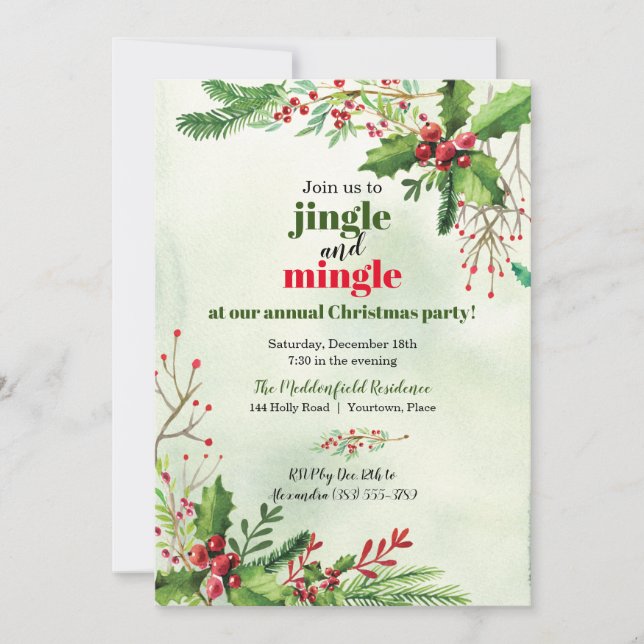Invitation Jingle et fête de Noël de Mingle (Devant)