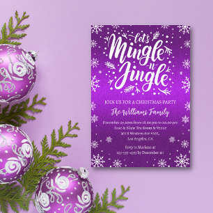 Invitation jingle et mêler fête de noël violet neige