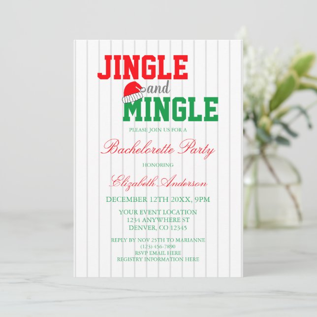Invitation Jingle et Mingle Christmas Bachelorette Party (Debout devant)