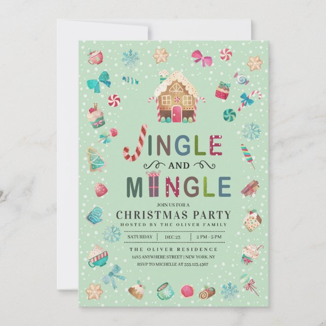 Invitation Jingle et Mingle Christmas Gingerbread Party (Devant)