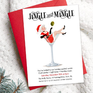 Invitation Jingle et Mingle Cocktail de Fêtes Martini