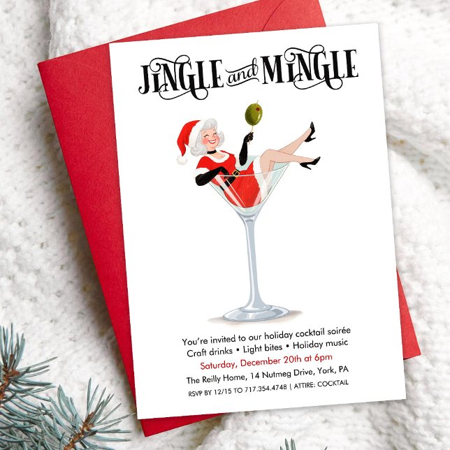 Invitation Jingle et Mingle Cocktail de Fêtes Martini (Créateur téléchargé)
