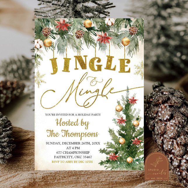 Invitation Jingle et Mingle d'hiver Fête de Noël (Créateur téléchargé)