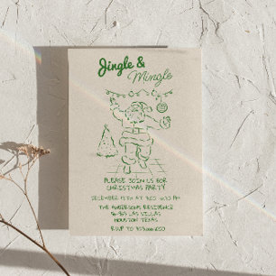 Invitation Jingle et Mingle Drake Retro Christmas Père Noël P
