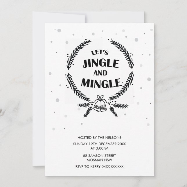 Invitation Jingle et Mingle Fête de Noël (Devant)
