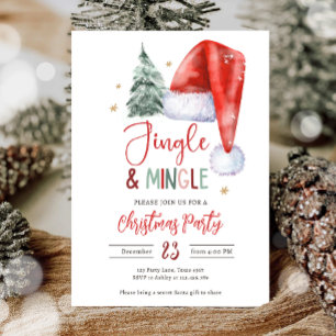 Invitation Jingle et Mingle Fête de Noël Père Noël