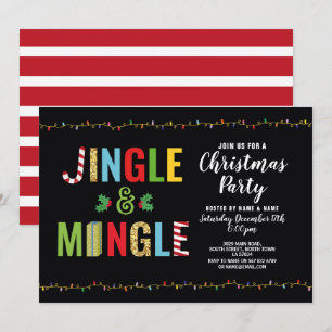 Invitation Jingle et Mingle Fête de Noël Vacances Holly