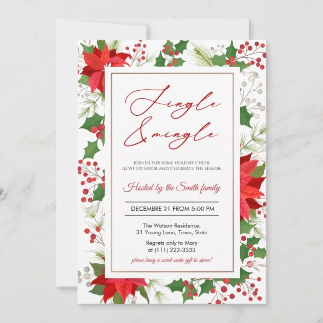 Invitation Jingle et Mingle Fête de Vacances (Devant)