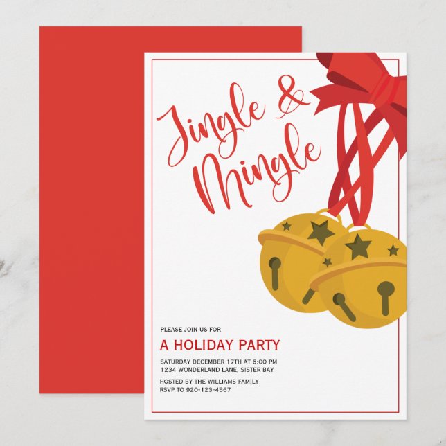 Invitation Jingle et Mingle Fête de Vacances (Devant / Derrière)