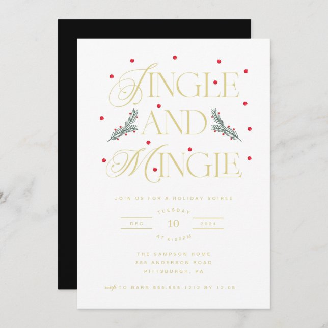 Invitation Jingle et Mingle Fête de Vacances (Devant / Derrière)