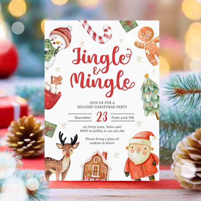 Invitation Jingle et Mingle Fête Noël Père Noël (Créateur téléchargé)