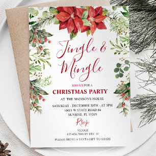 Invitation Jingle et Mingle Floral verdoyants Noël d'hiver