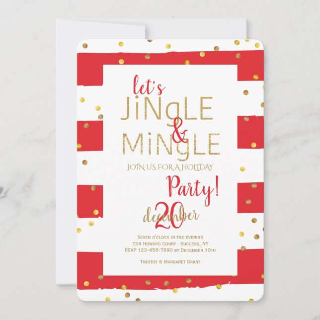 Invitation Jingle et Mingle Gold Confetti (Devant)
