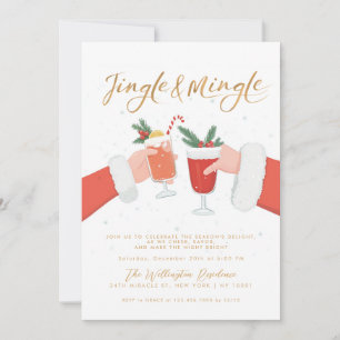 Invitation Jingle Et Mingle Minimal Cocktail De Noël