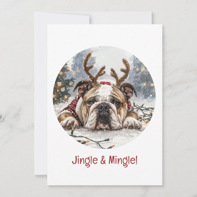 Invitation Jingle Et Mingle Noël Anglais Bulldog (Devant)