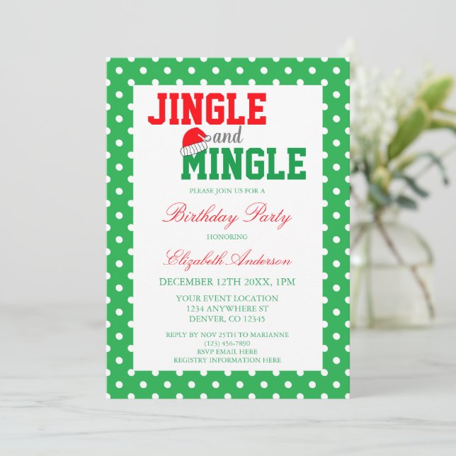 Invitation Jingle et Mingle Noël Anniversaire (Debout devant)