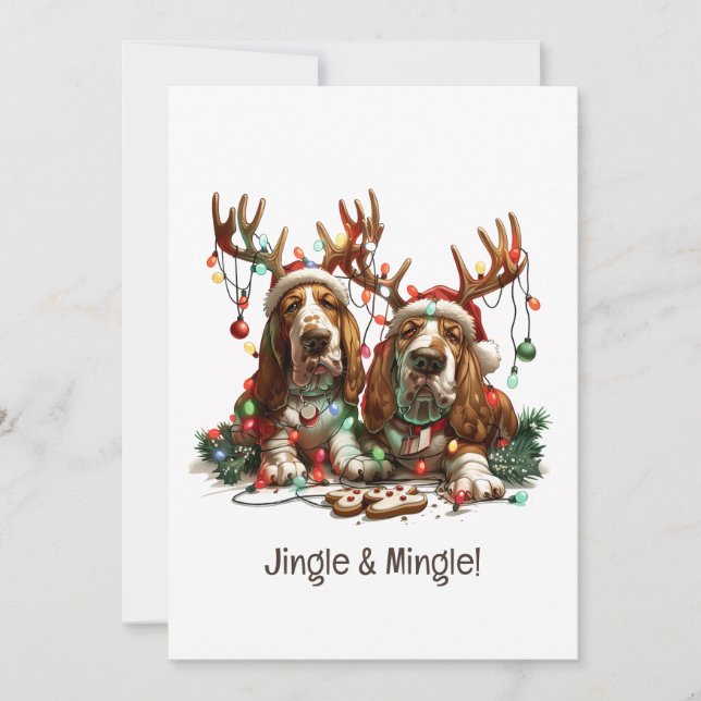 Invitation Jingle Et Mingle Noël Chiens De Coquille De Noëls (Devant)