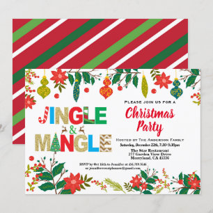 Invitation Jingle et Mingle Noël Party blanc et or