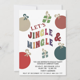 Invitation Jingle et Mingle ornements colorés Vacances