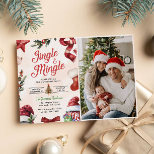 Invitation Jingle et Mingle - Photo de fête de Noël