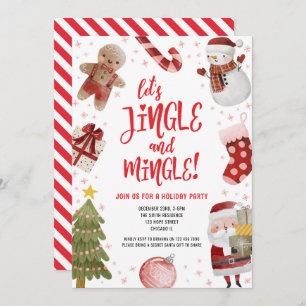 Invitation Jingle et Mingle Rouge Noël Fête de Noël