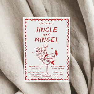 Invitation Jingle et Mingle Soirée Cocktail de Noël Rétro