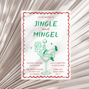 Invitation Jingle et Mingle Soirée Cocktail de Noël Rétro