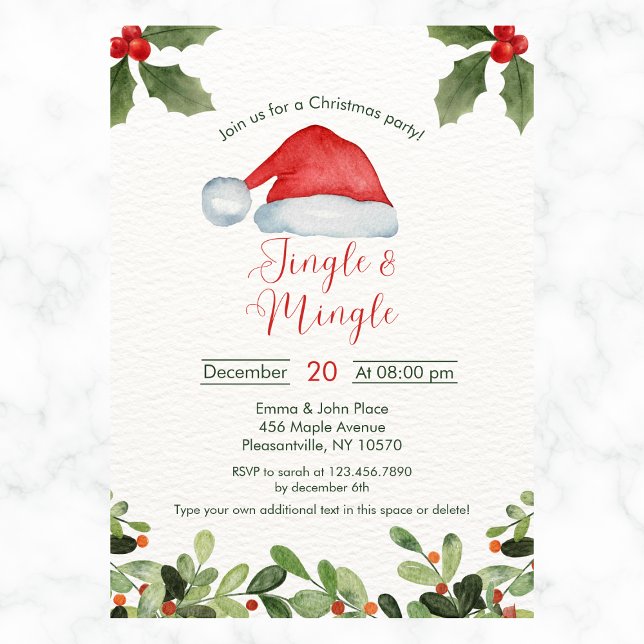 Invitation Jingle et Mingle Watercolor Party (Créateur téléchargé)